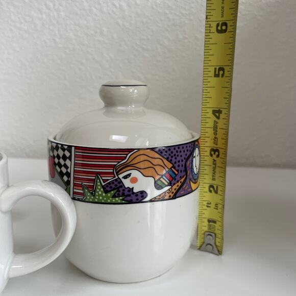 Vitromaster 1991 Metropolitan 4 Coffee Cups, Sugar Bowl & Lid Abstract Art - Picture 15 of 16